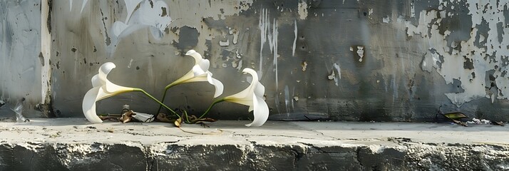 Lilies bloom defiantly amidst the concrete jungle, their delicate petals a beacon of beauty in the midst of urban chaos.