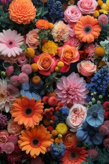 3D colorful flowers arrangement background
