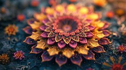 Beautiful Indian Floral Mandala Ornament 8k 