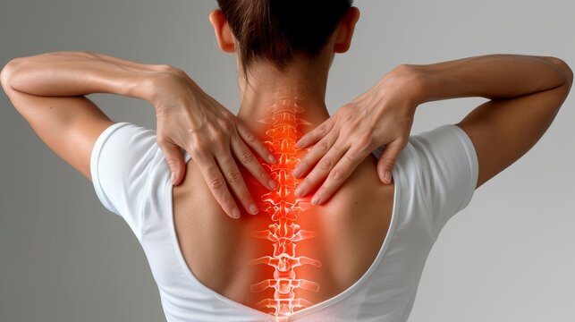 Young woman experiencing severe backache and suffering from persistent back pain