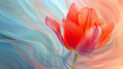 Single tulip flower head. Floral abstract background