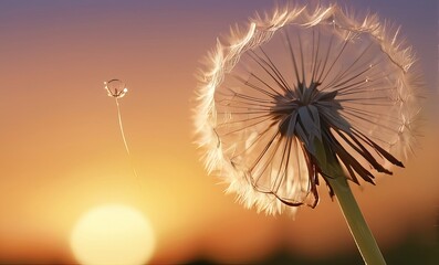 Fototapeta premium dandelion seed with background 