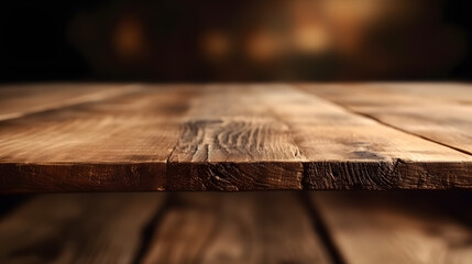 Empty wooden table in front very close up of cute background