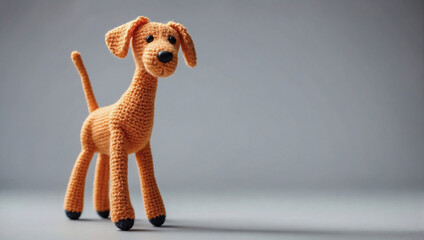 Crocheted dog toy, mockup . - obrazy, fototapety, plakaty