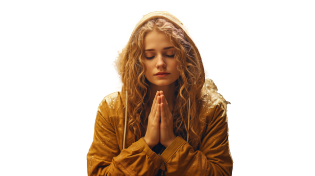 Woman praying isolated on transparent background - Powered by Adobe