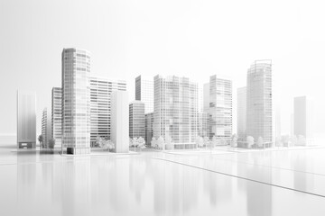 3D rendering of White modern Architectural city model . 