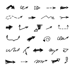 Vector set of hand drawn arrows, elements for presentation
