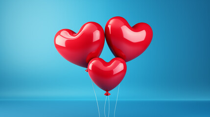 Red blue hearts balloon on blue sky. balloons, holiday, on an isolated color background