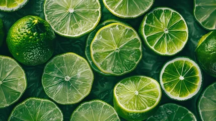 Foto op Plexiglas Top view of slices of green lemon © vannet