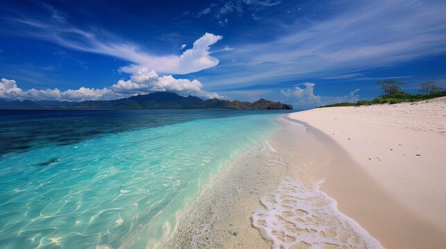 Tropical white sand beach landscape image