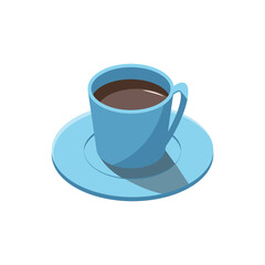 アイソメトリックのイラスト_水色のマグカップ