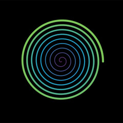 Spirale in Blau und Grün auf schwarzem Hintergrund