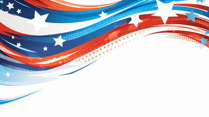 USA patriotic template background design with red white and blue with a lot of empty copy space