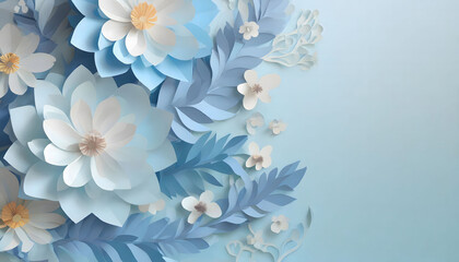 Fototapeta na wymiar Spring flowers background, empty space for text, blue image; beautiful botanical wallpaper