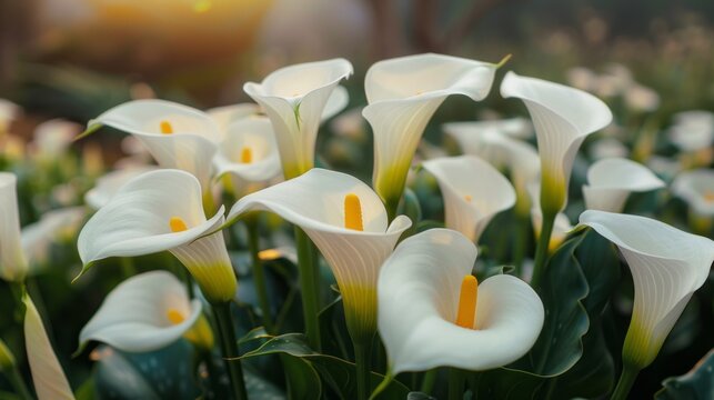 Zantedeschia aethiopica, commonly known as calla lily and arum lily. Beautiful blooming flowers
