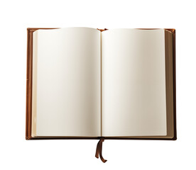 Fototapeta premium Open book with blank pages isolated on transparent background. Generative AI