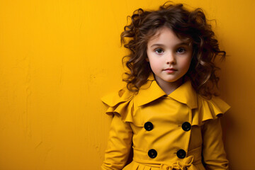 The most beautiful female child in a professional dress, against a background of a vivid and...