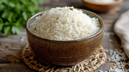 Fototapeta na wymiar cooked rice in a bowl