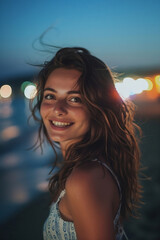 Beautiful woman at a beach party
