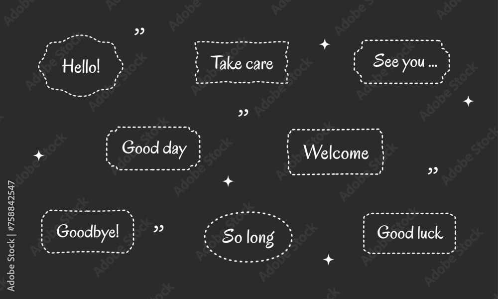 Wall mural hand-drawn doodle line simple balloon frames for text title. set of vector text boxes, speech bubble