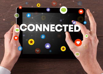 Close-up of a touchscreen, social media concept