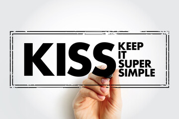 KISS - Keep It Super Simple acronym text stamp, business concept background