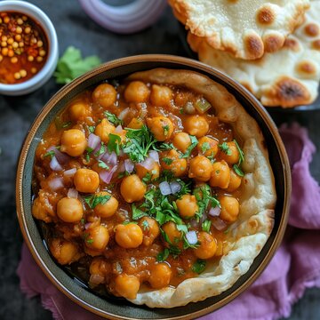 Chole bhature chickpeas with fluffy bread