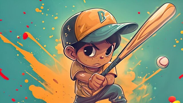 3D Illustrated Young Baseball Player: Bringing the Game to Life