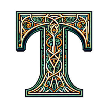 Celtic Letter 'T' Cutout Inspired by the Book of Kells