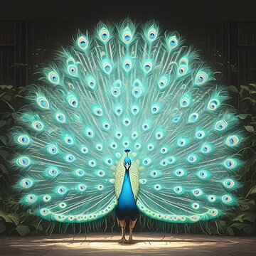 Striking Image of a Bright Turquoise Peacock with Unforgettable Feather Display