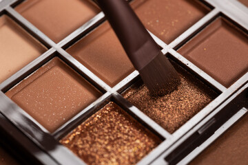 Make-up palette yey shadows cosmetics with brush. beauty product