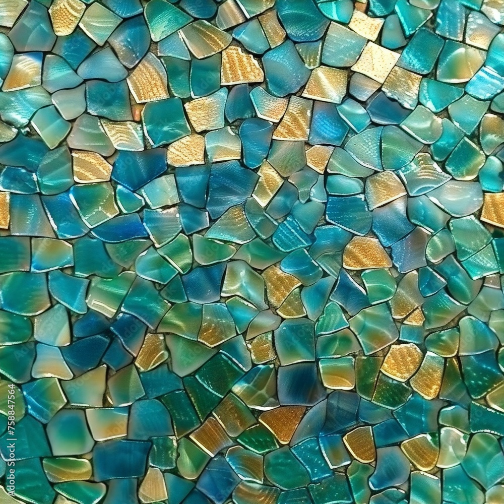 Aufkleber Hundreds of colorful tiles arranged in intricate patterns create a mesmerizing mosaic wall