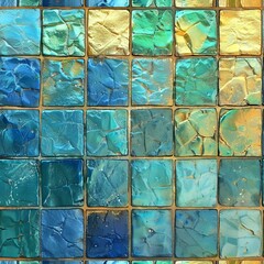 A mesmerizing close-up of a vibrant mosaic tile wall, showcasing intricate patterns and a dazzling array of colors in a harmonious composition