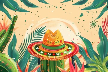 mexican background with cactus
