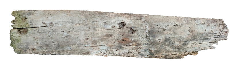 a piece of very old  wood isolated on a transparent background, old rough wooden grunge texture