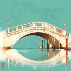 A stunning view of the world-famous Rialto Bridge in Venice, Italy, beautifully captured during sunset. A must-have image for your travel and luxury marketing campaigns. - obrazy, fototapety, plakaty