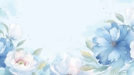 Fototapeta na wymiar Elegant Blue and White Floral Illustration Against a Soft Pastel Background