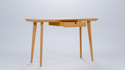 Wooden table desk premium photo 3d render