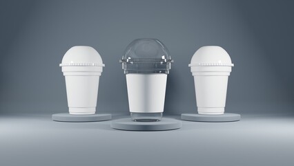 3d rendering of a white coffee cup in a gray background