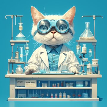 Unleash the Power of Cuteness and Intelligence with Our Cat Scientist Stock Image!