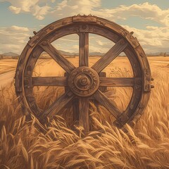 Elegant Rustic Wooden Wheel Icons Perfect for Branding and Marketing