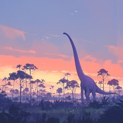 Embark on an Epic Expedition with the Majestic Brachiosaurus, as It Reaches for Delicious Leaves in Its Natural Habitat