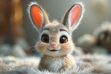 Cute Baby Rabbit Bunny Easter Illustration Art Cartoon Generative AI