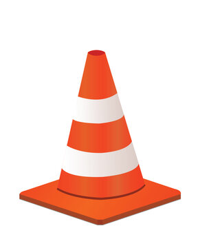 Orange traffic cone on white