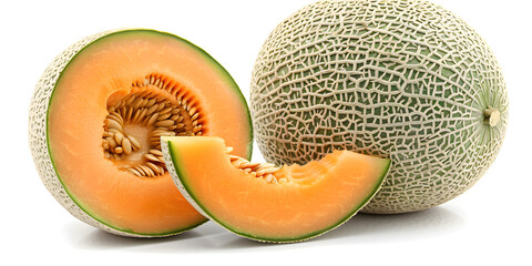 Fresh Ripe Melon on white background 