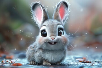 Cute Baby Rabbit Bunny Easter Illustration Art Cartoon Generative AI