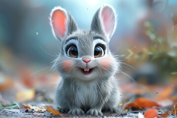 Cute Baby Rabbit Bunny Easter Illustration Art Cartoon Generative AI