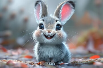 Cute Baby Rabbit Bunny Easter Illustration Art Cartoon Generative AI