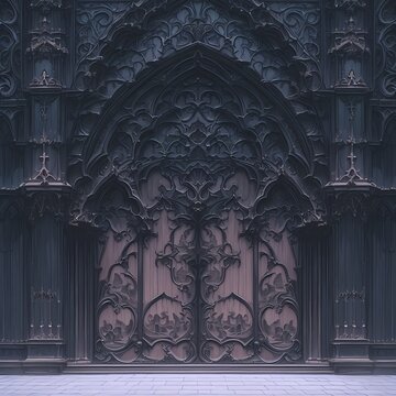 An Intricately Designed Gothic Building Doorway in Close-Up - Perfect for Architectural and Historical Content
