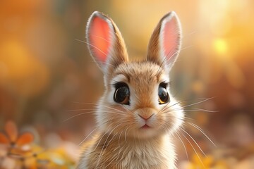 Cute Baby Rabbit Bunny Easter Illustration Art Cartoon Generative AI